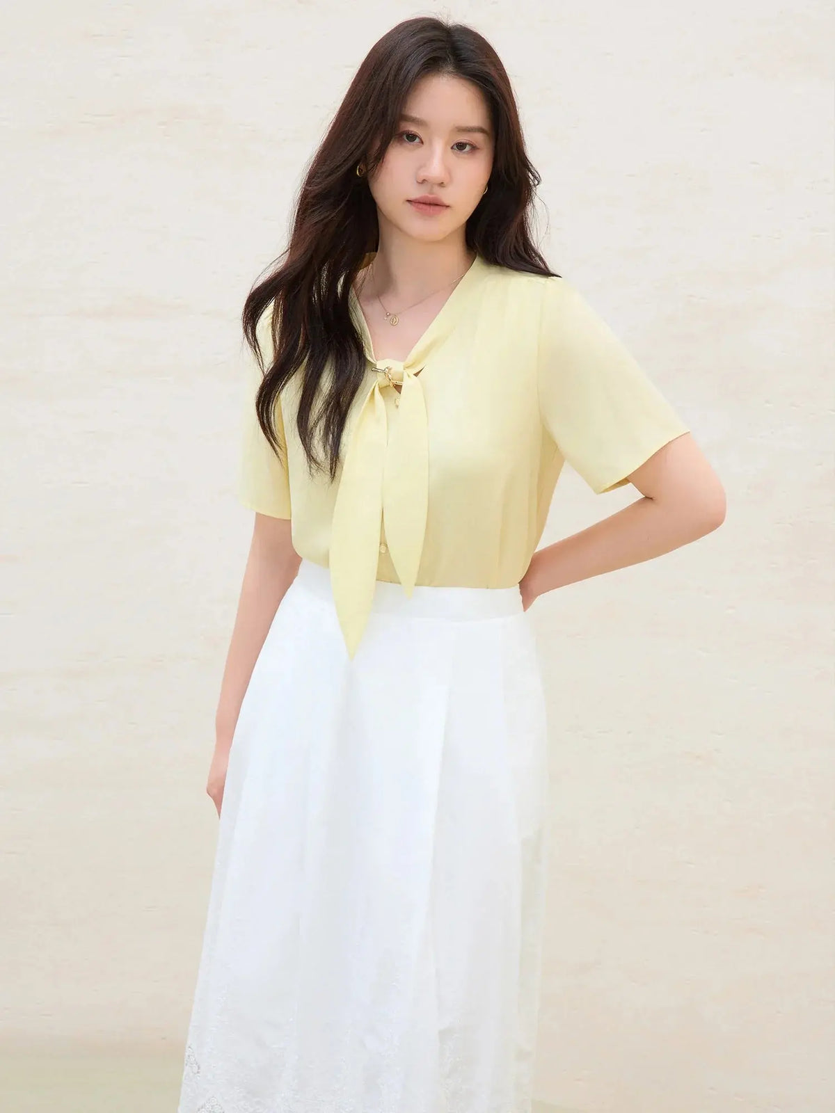 Versatile Detachable Tie Blouse