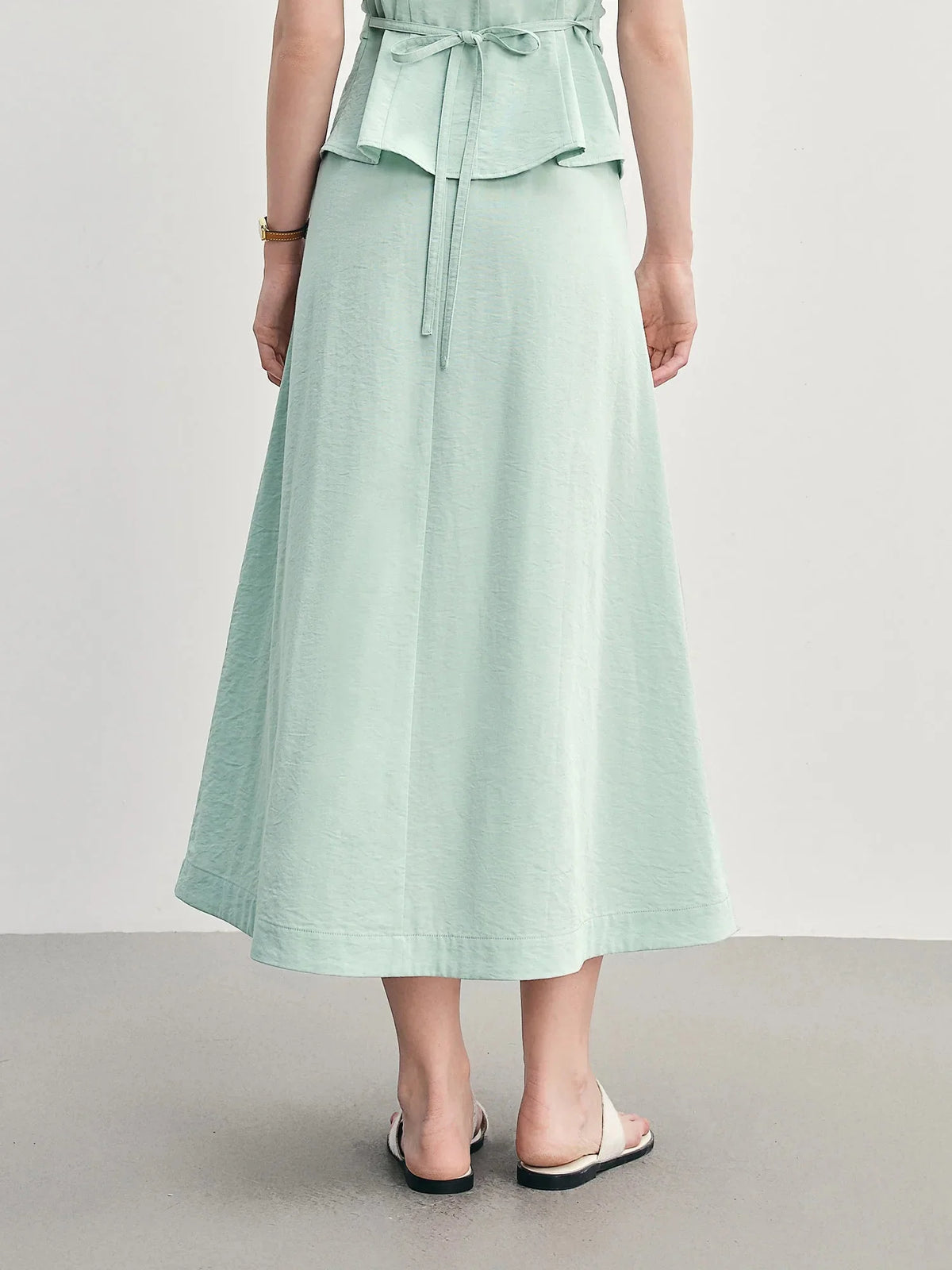 Summer Commuter Suit Pleated Shirt & Slim Skirt Set