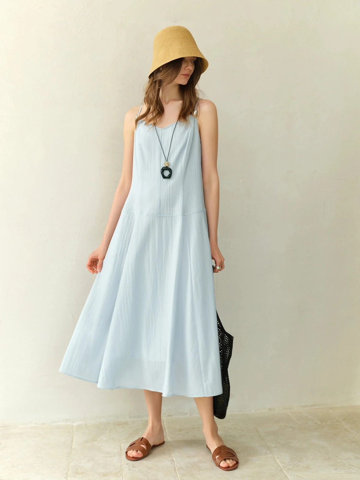 Plus Size V-Neck Water Drop Buckle Dress Summer Temperament