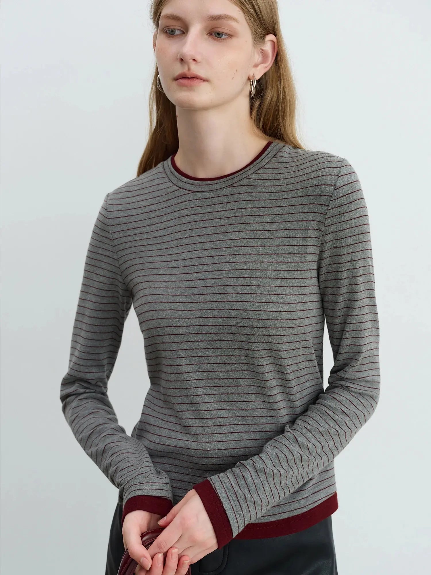 Women’s Retro Stripe Knit T-Shirt Petite Slim Fit Tee
