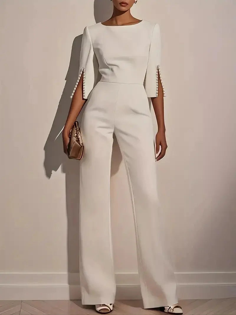Chic Jumpsuit with Beading A Straight-Leg Classic