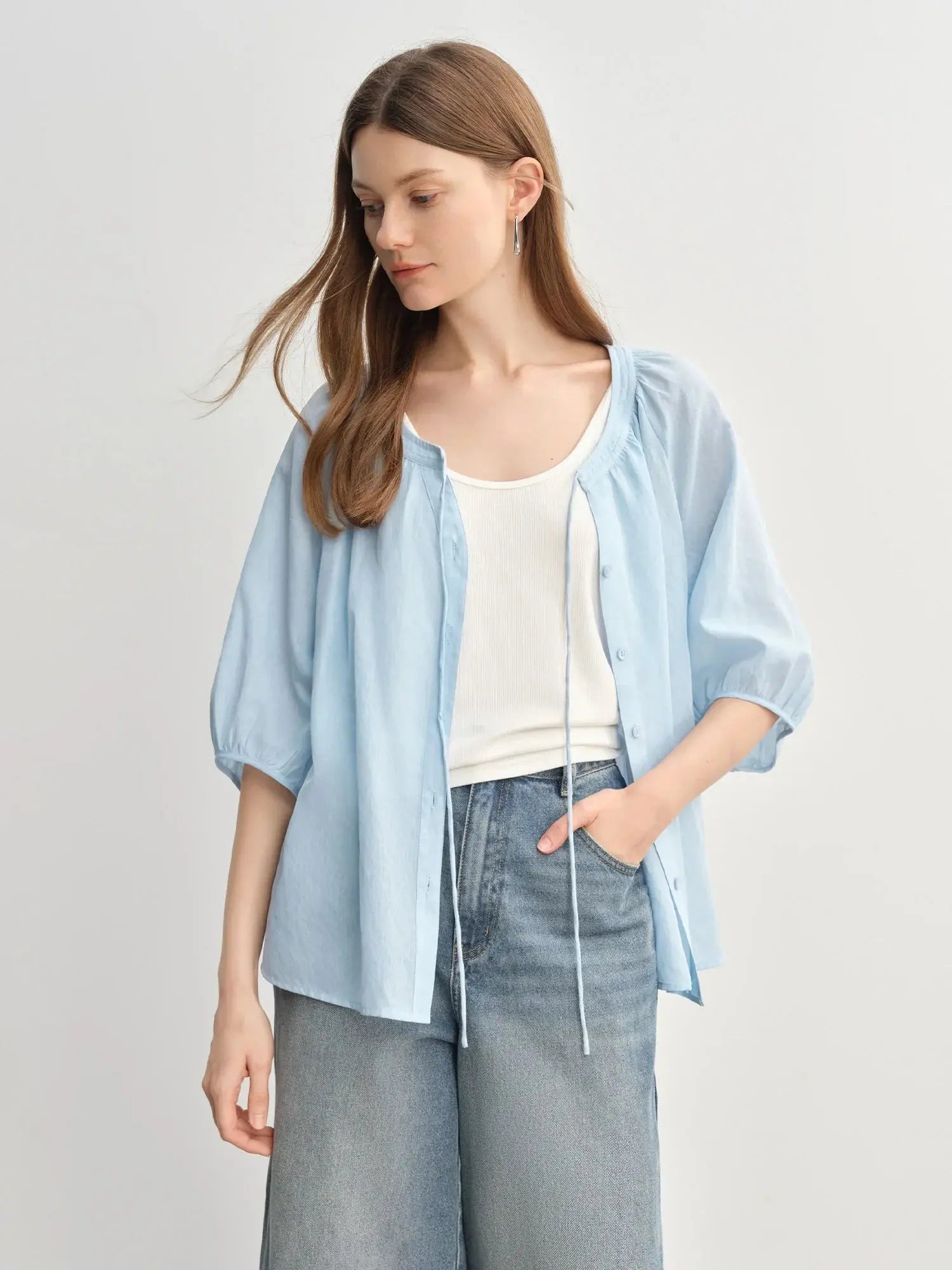 Flattering Half-Sleeve Summer Blouse