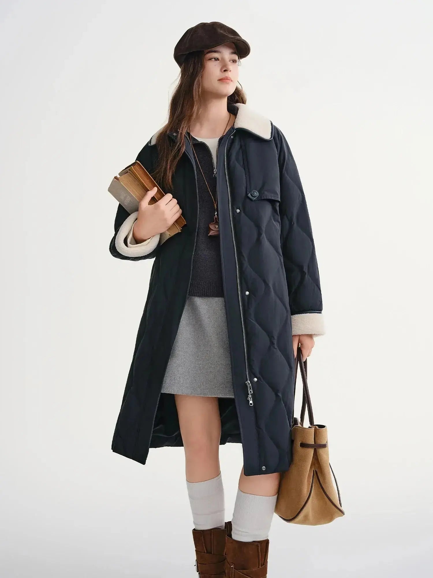 Women's Color Block Vintage Puffer Jacket