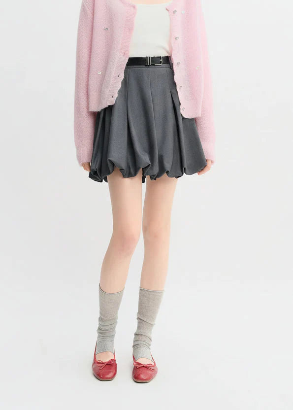 Plus Size Ballet Bud Skirt Chic Gray Autumn Style