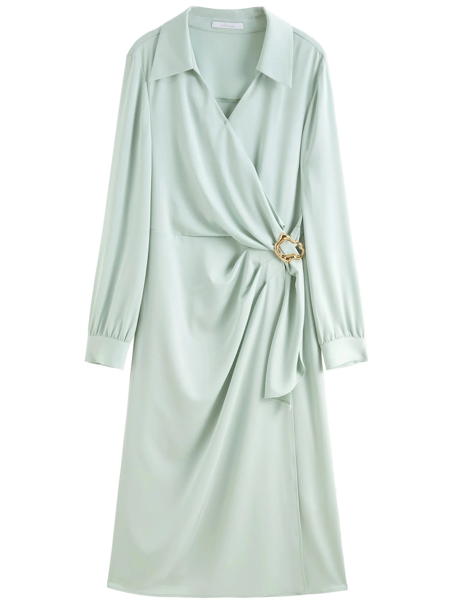 Plus Size Metal Detail Long Dress Spring Fashion
