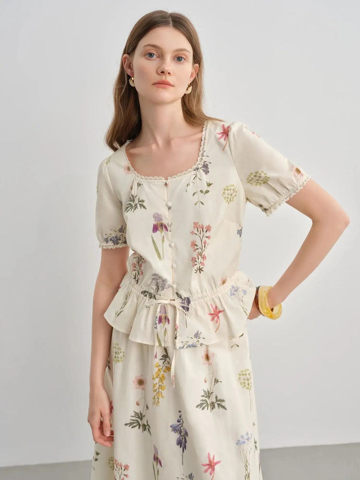 Fresh French-Inspired Ruffle Top & Skirt Set (Plus Size)