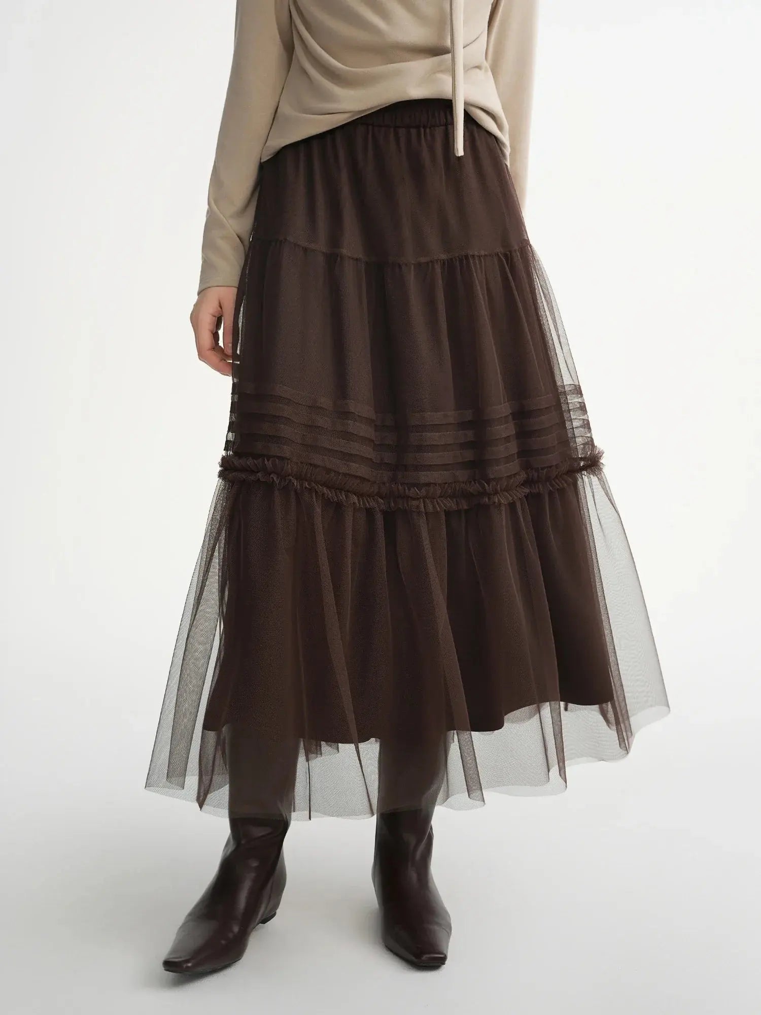 Ethereal Three-Color Mesh Straight Skirt