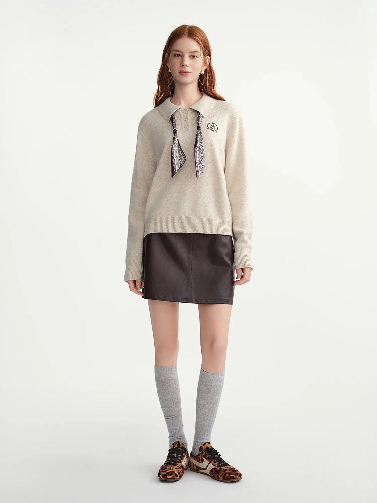 Women's Turn-Down Collar Knit Pullover