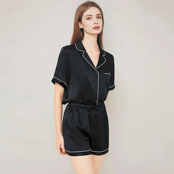 Real Mulberry Silk Pajama Set: Short Sleeve & Shorts
