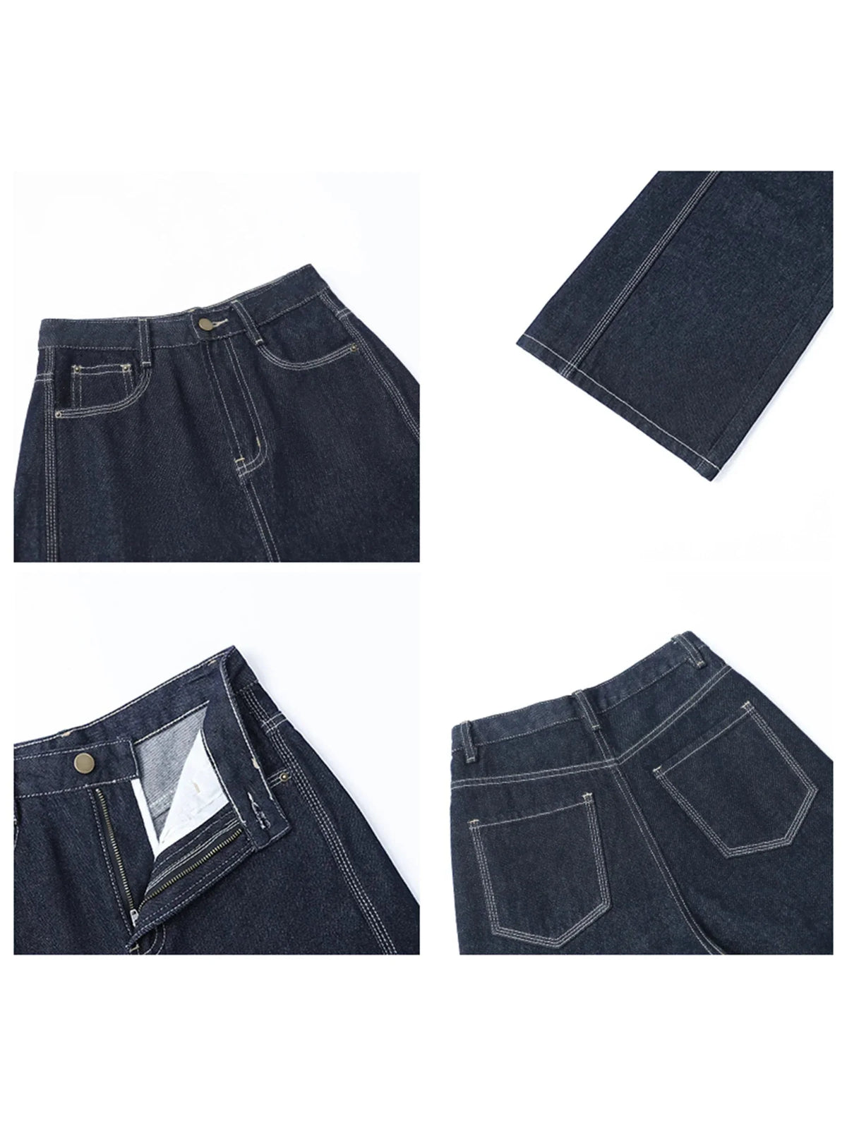 High-Waisted Wide Leg Jeans Loose Straight Denim