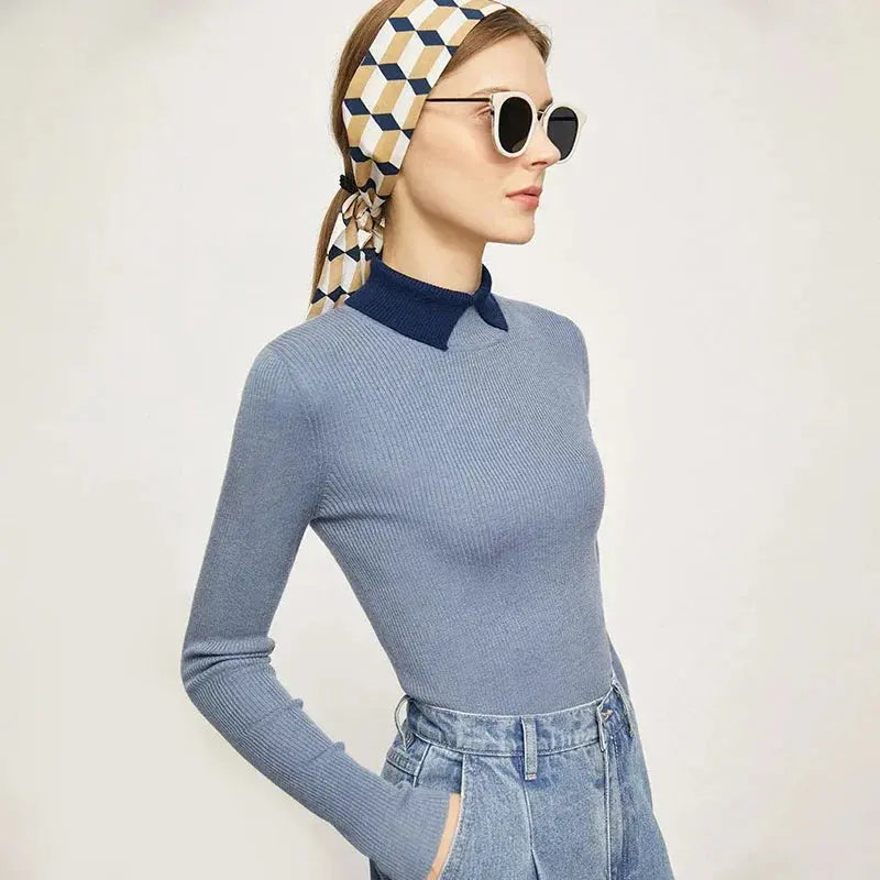 Minimalist Colorblock Knit Sweater