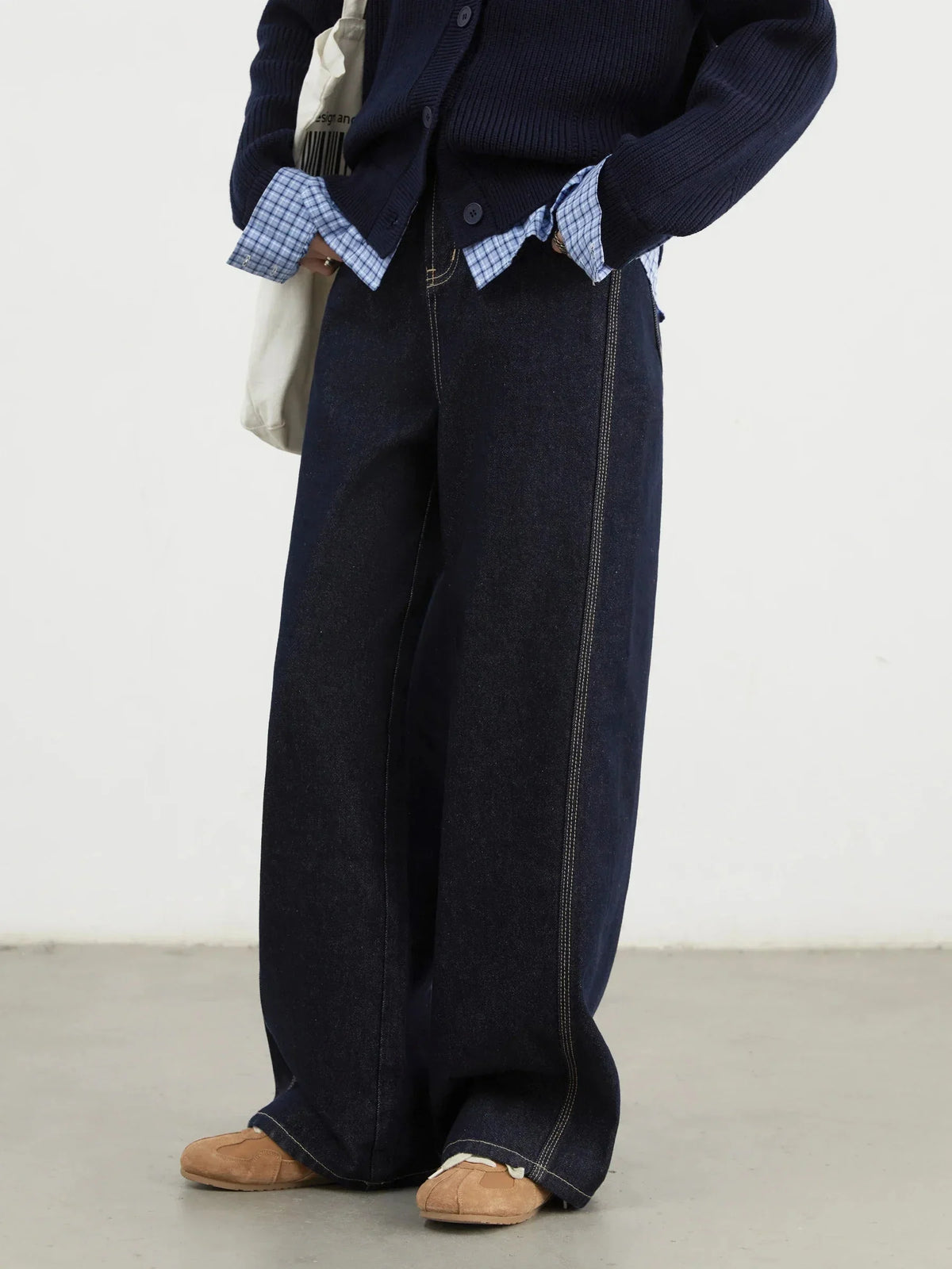 High-Waisted Wide Leg Jeans Loose Straight Denim