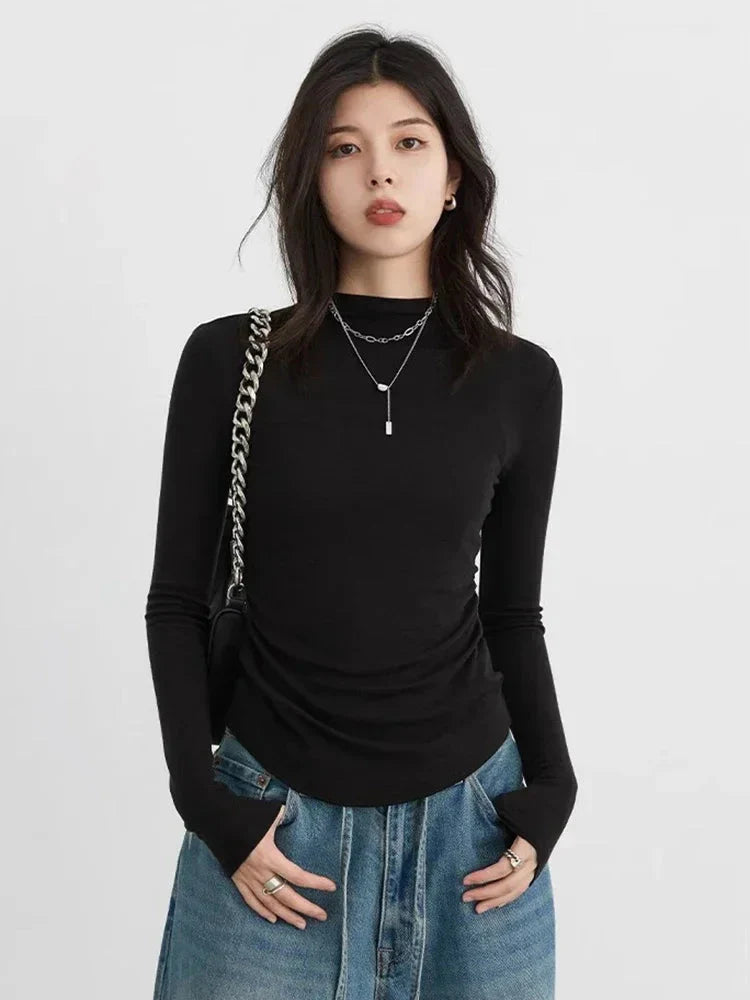 Slim Fit Knitted T-Shirt Basic Spring/Autumn Tee