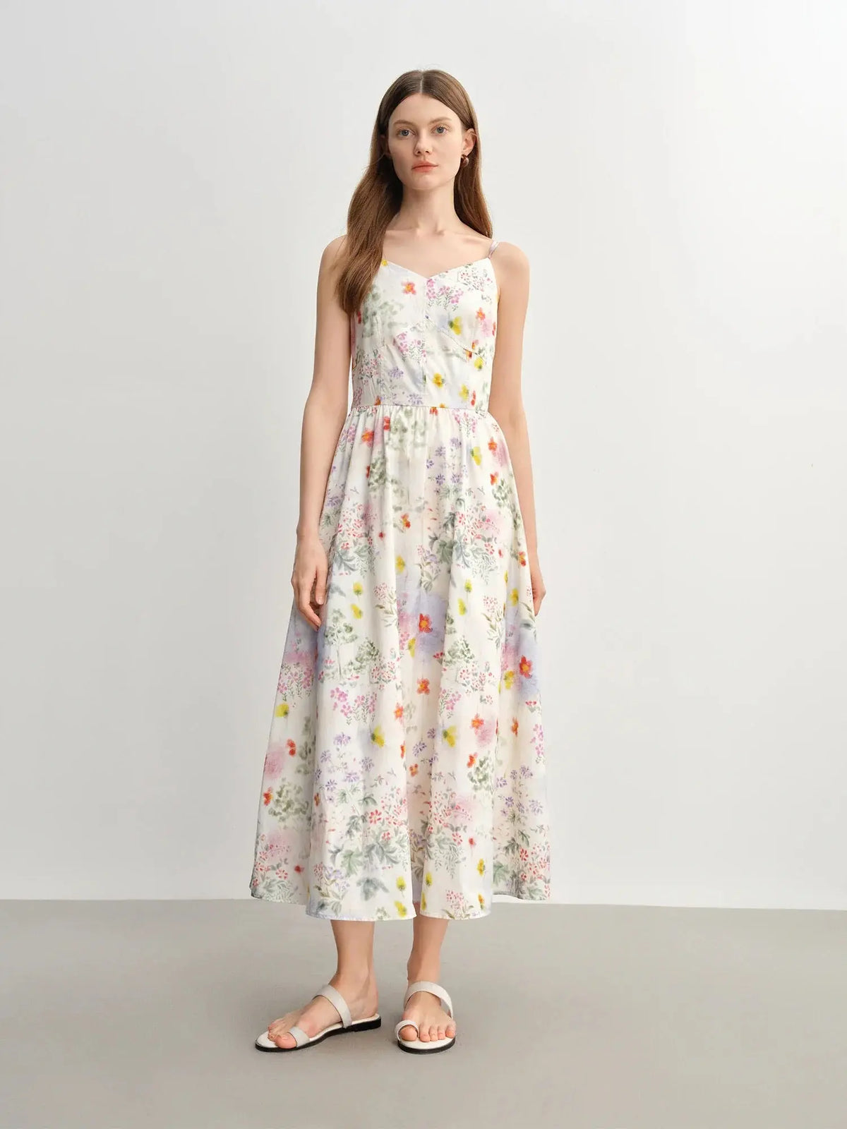 Women's Floral Strappy Midi Dress