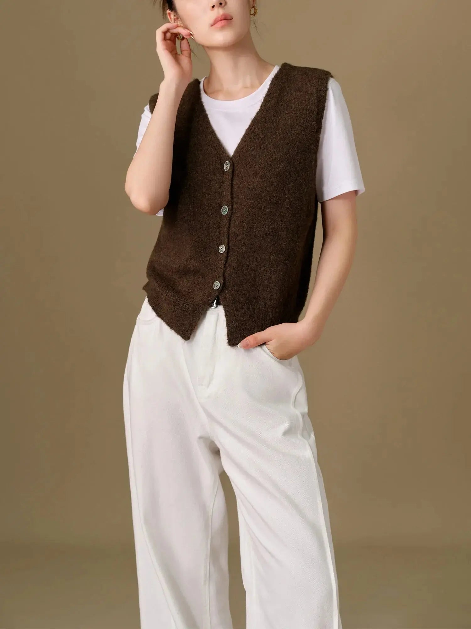Winter Plus Size Knit Vest and Long Coat Set