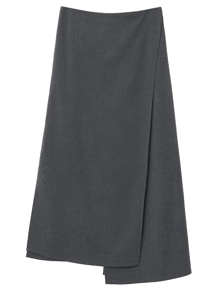 Casual Straight Tube Skirt Irregular Slit Design