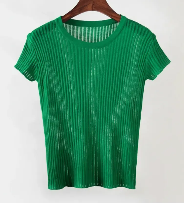 White Striped See Through Elegant Top