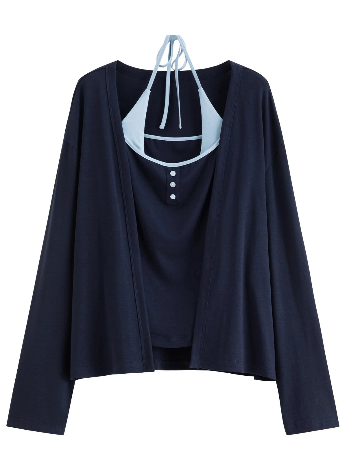 Spring 3-Piece Casual Skirt Suit Women's Color-Block Set
