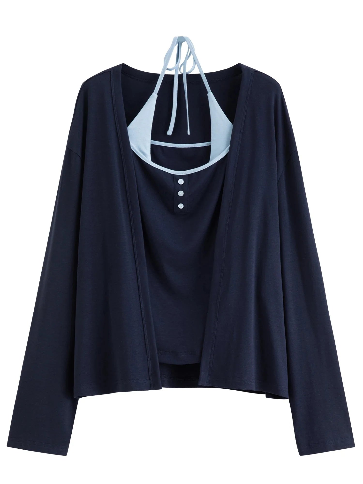Spring 3-Piece Casual Skirt Suit Women's Color-Block Set