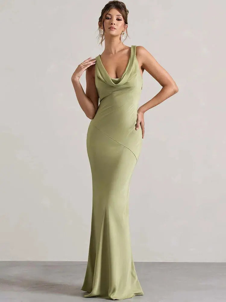 Sleeveless Lace-Up Backless Party Gown