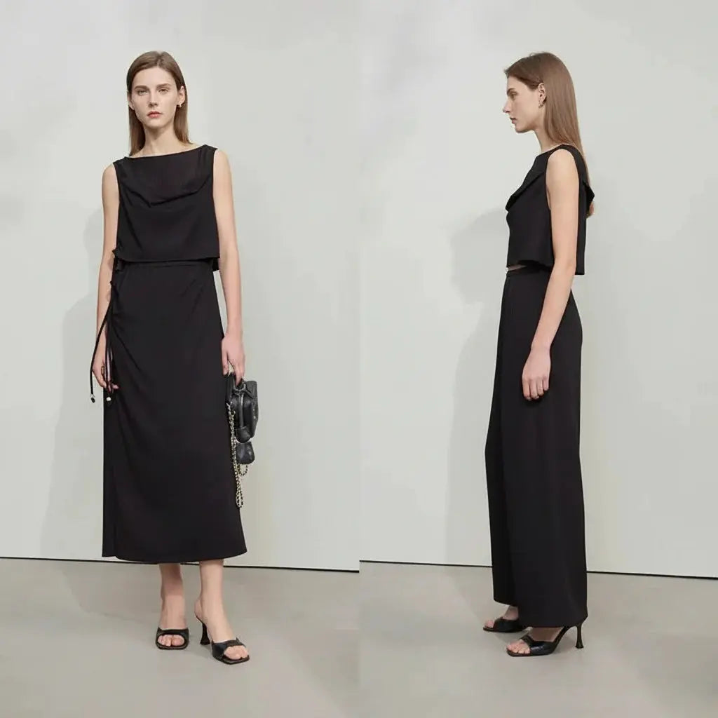 Minimalist Sleeveless Drawstring Knit Dress for Summer