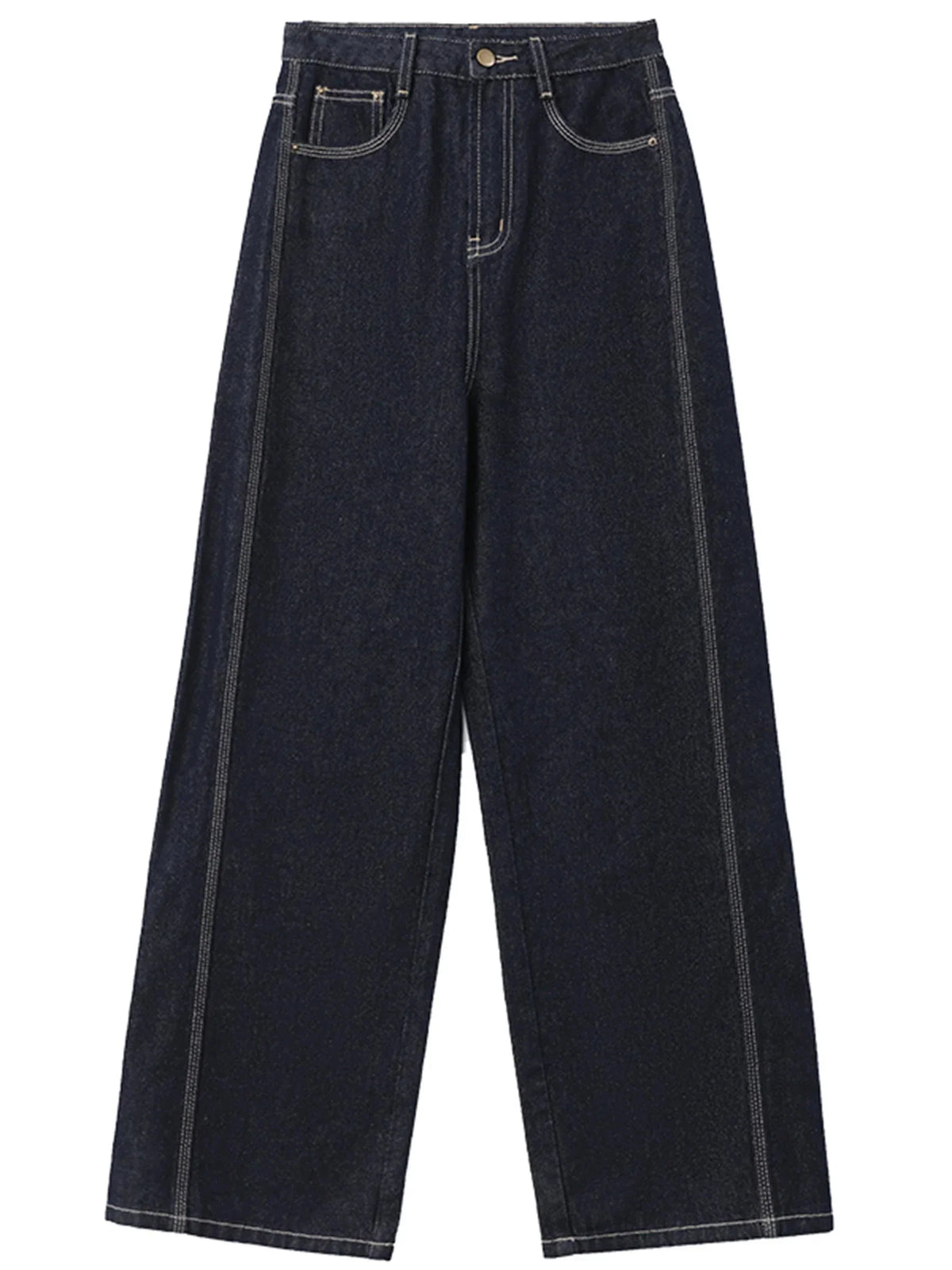 High-Waisted Wide Leg Jeans Loose Straight Denim
