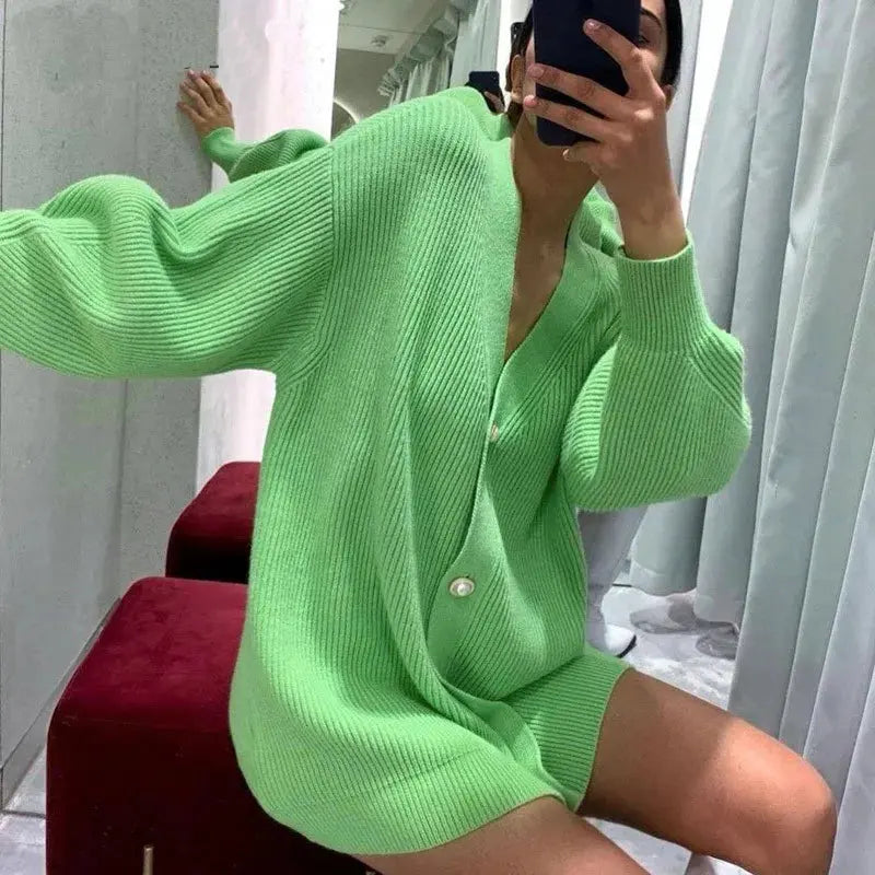 Elegant V-Neck Cardigan Sweater