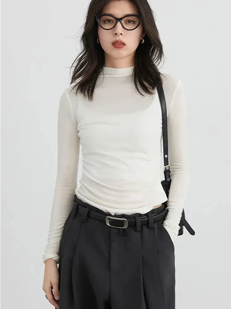 Slim Fit Knitted T-Shirt Basic Spring/Autumn Tee