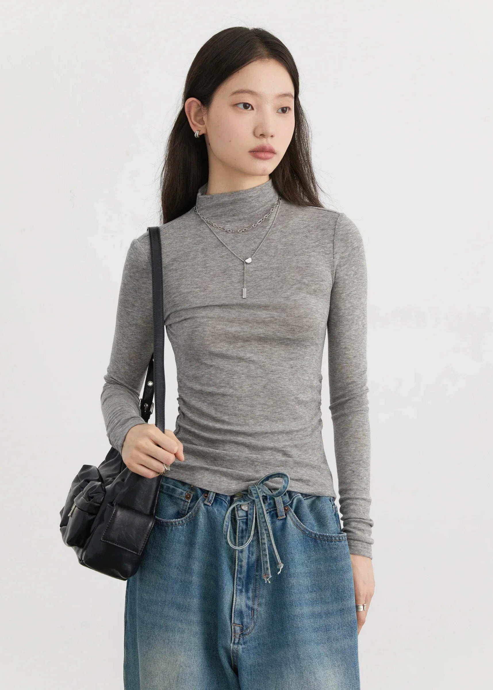 Slim Fit Knitted T-Shirt Basic Spring/Autumn Tee