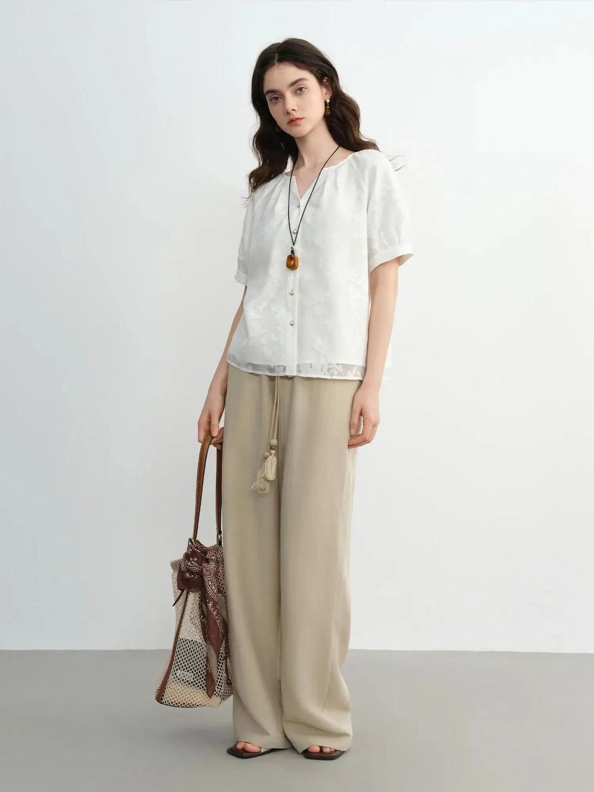 Breathable Cotton Blend Top for Chic Summer Office Wear