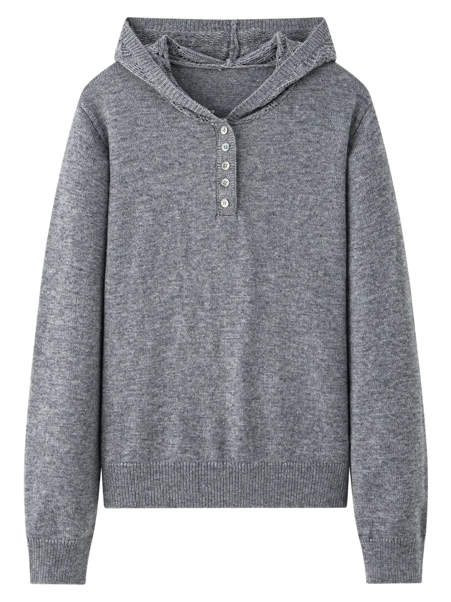Textured Soft-Comfort Hooded Knit Sweater