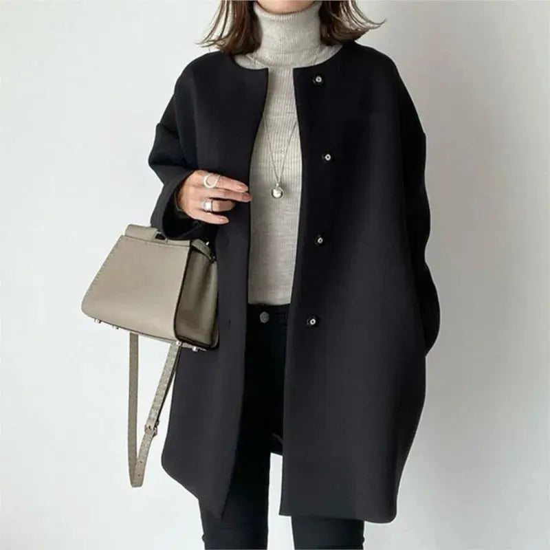Elegant Wool Blend Mid-Length Coat