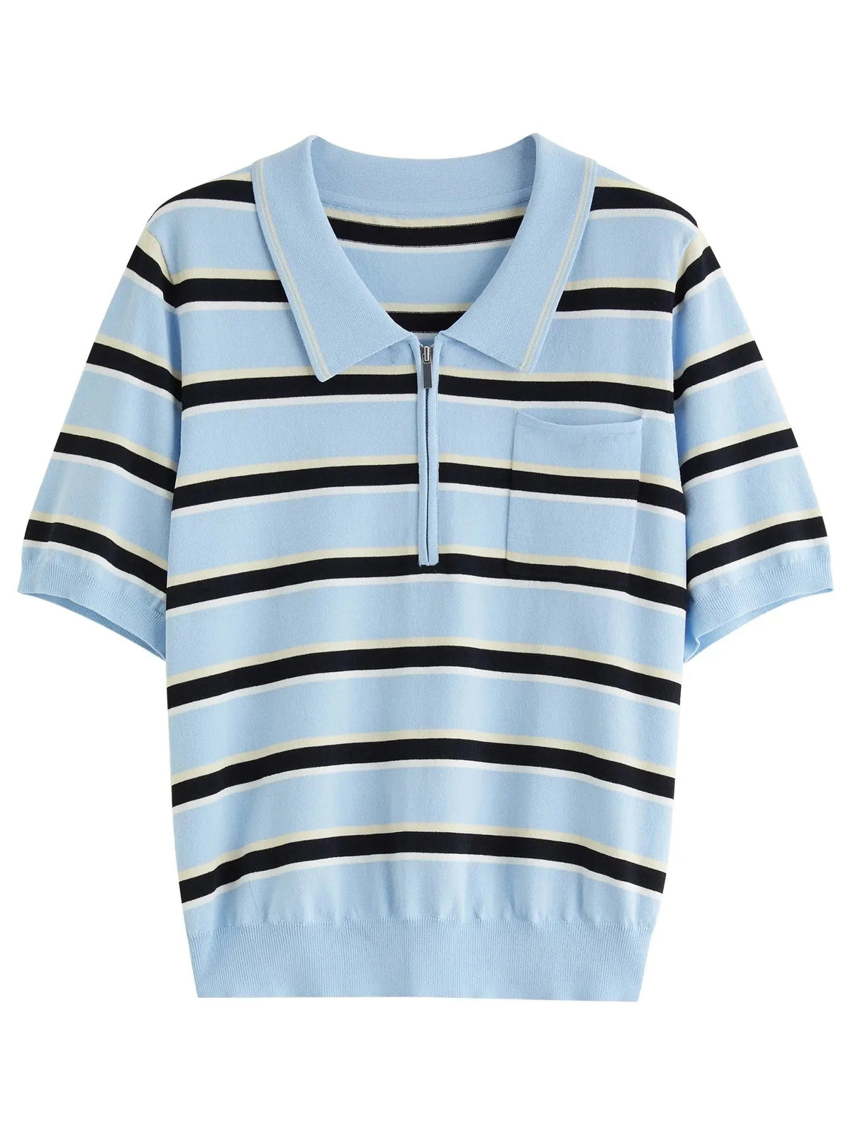 Structured Knit Top with Flattering Contrast Stripes