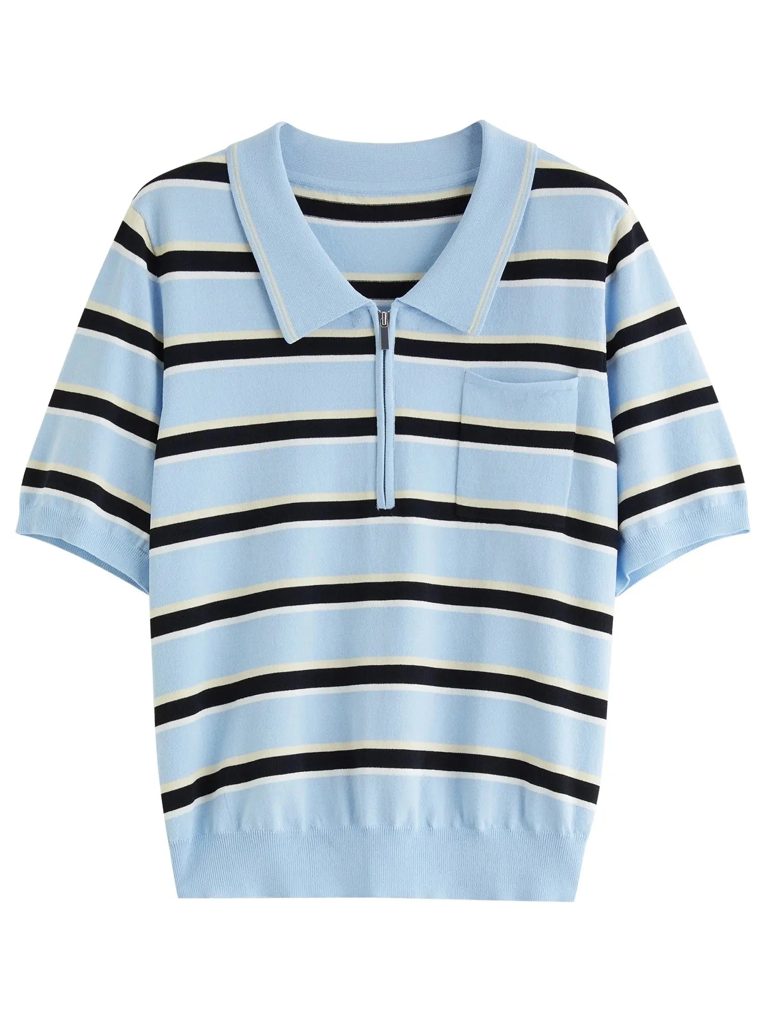 Structured Knit Top with Flattering Contrast Stripes