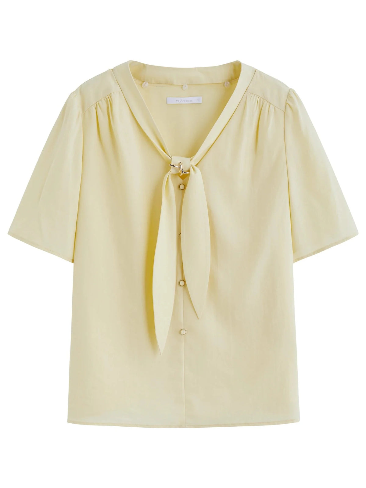Detachable Tie Blouse Minimalist Summer Office Wear