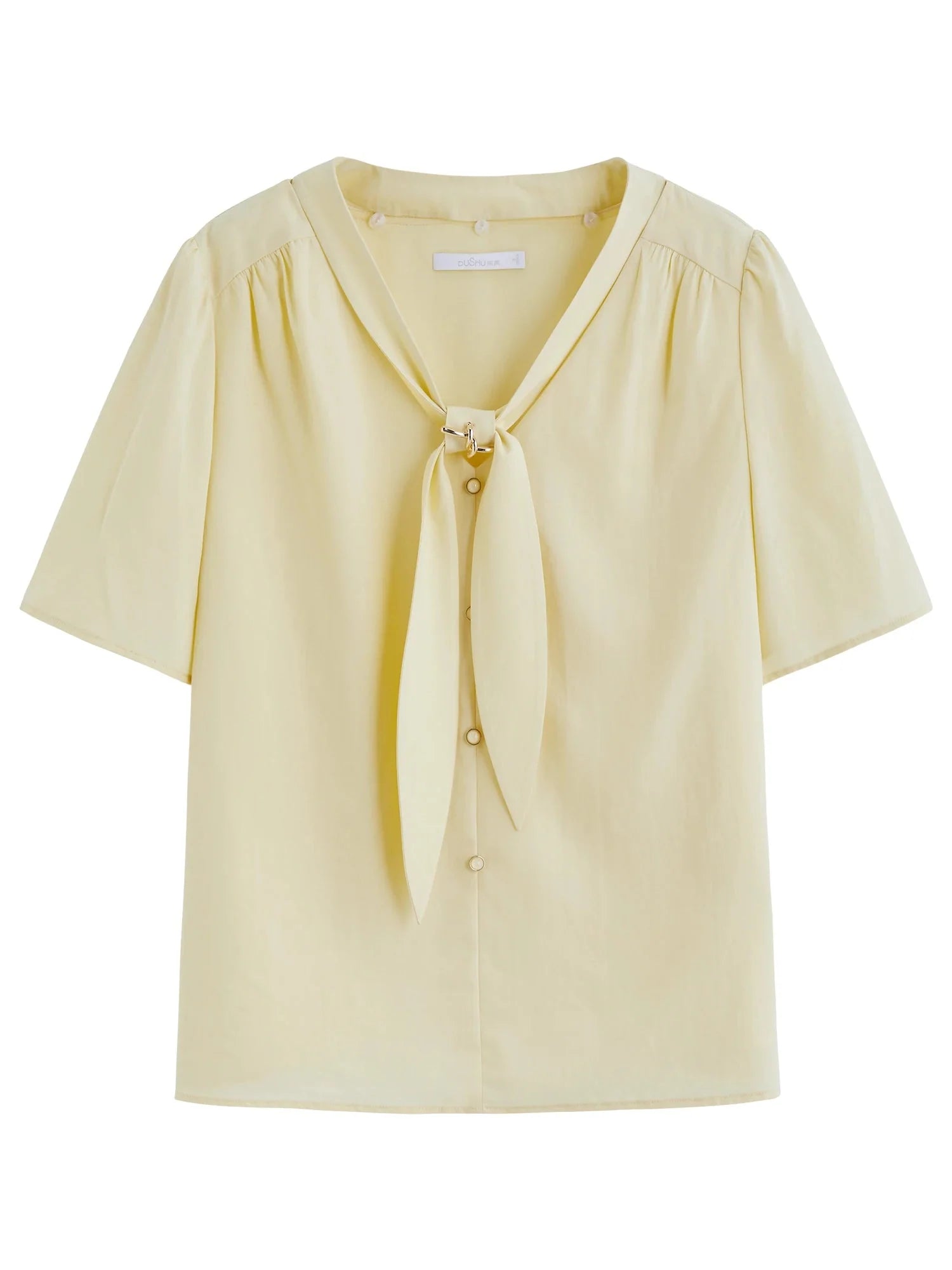 Detachable Tie Blouse Minimalist Summer Office Wear