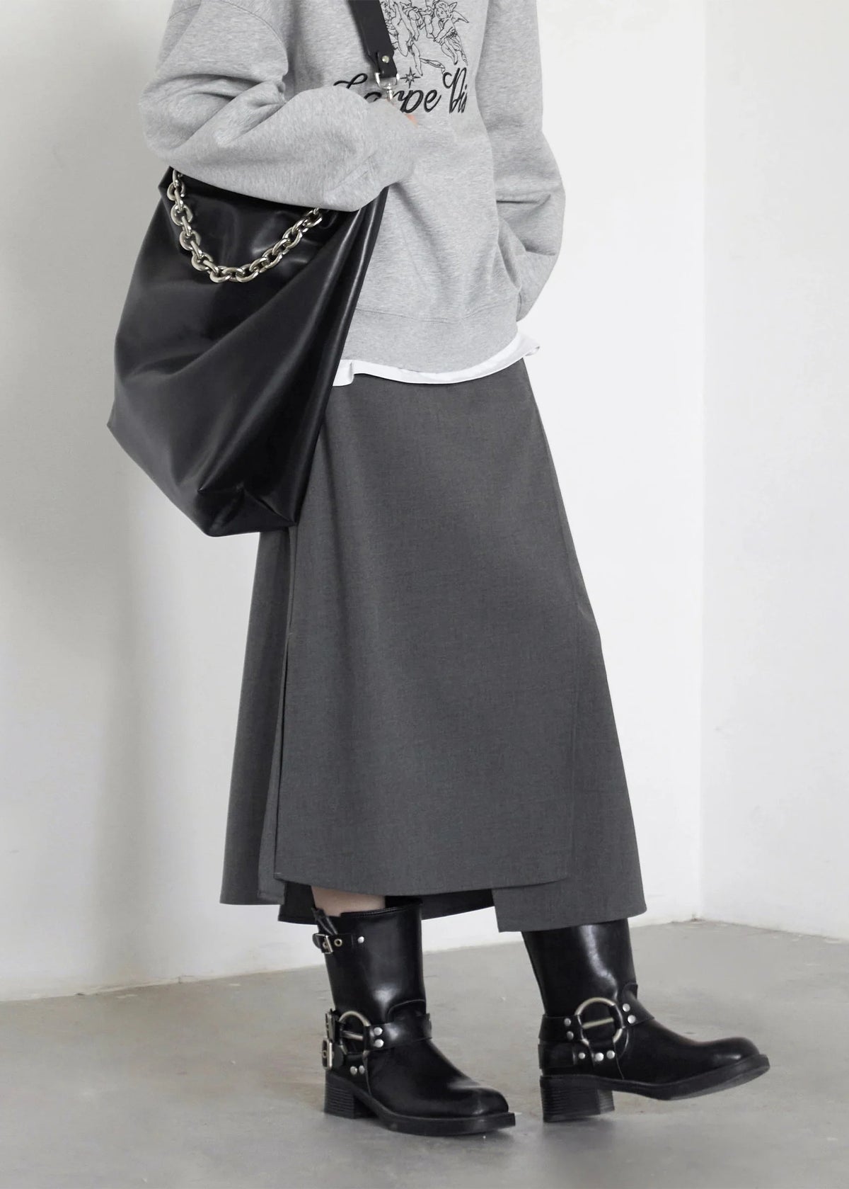 Casual Straight Tube Skirt Irregular Slit Design