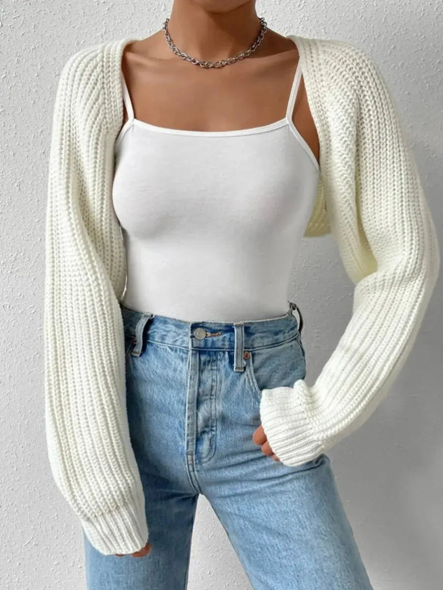 Women's Rib-Knit Cropped Cardigan Shrug
