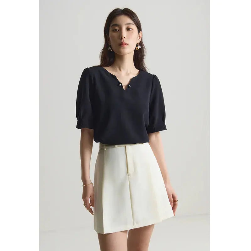 Elegant V-Neck Chiffon Shirt