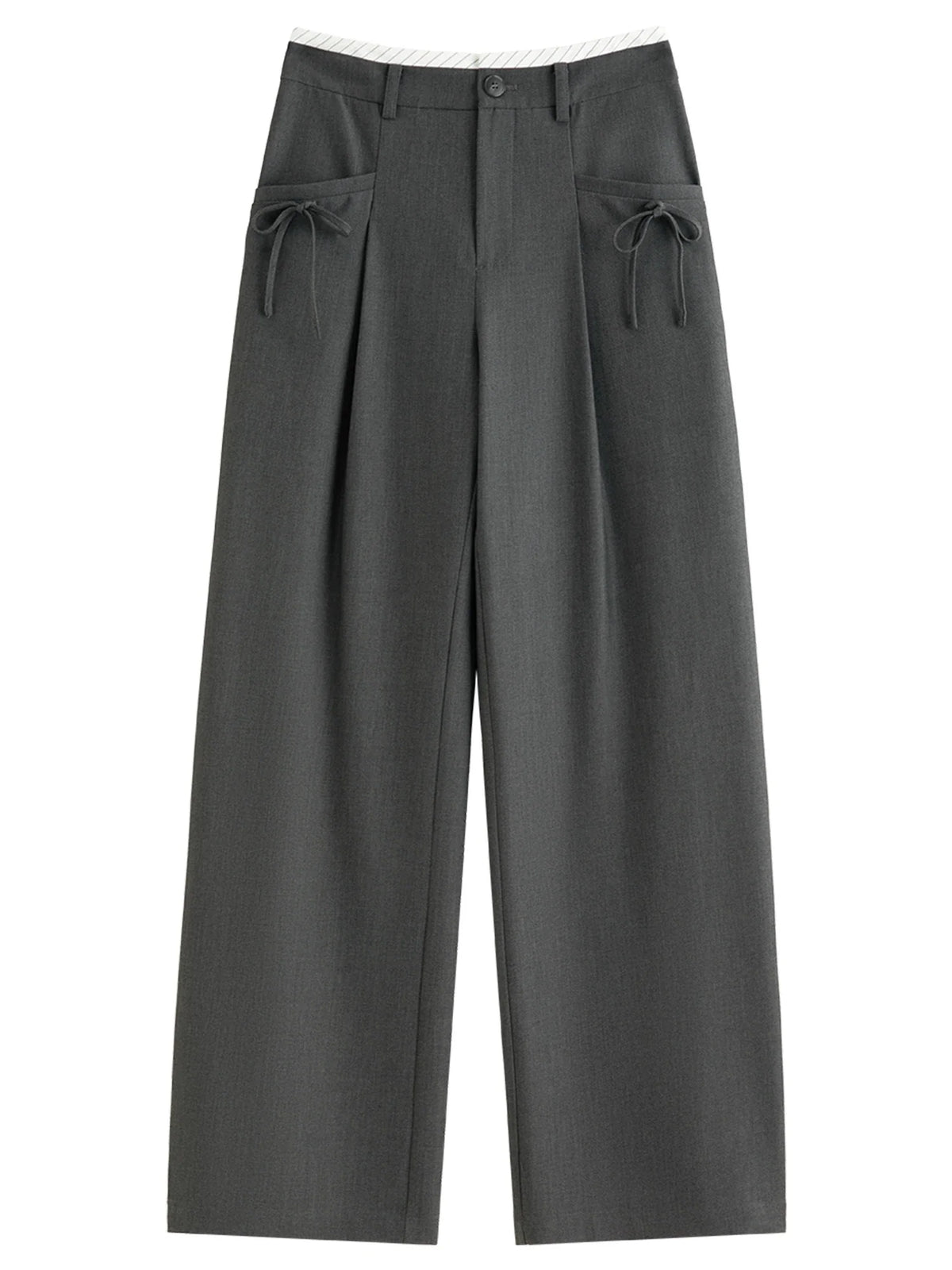 Spring Women's Pants High Waist Stripe Straight Leg Trousers