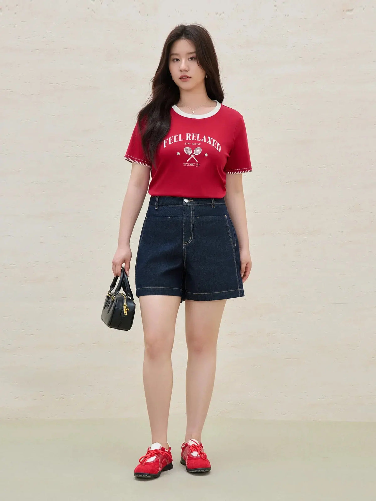 Women's Summer Contrast-Stitch Cotton Tee
