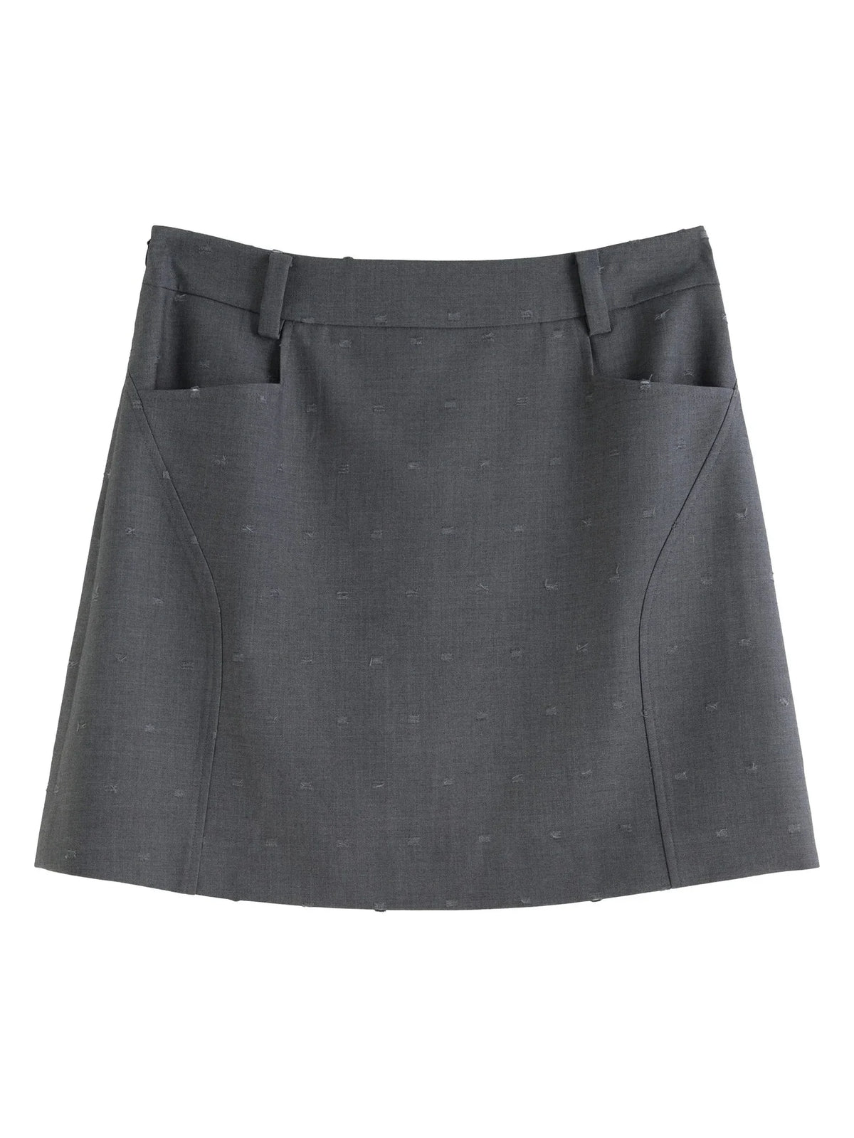 Plus Size High Waist Gray Skirt Elegant Spring Workwear