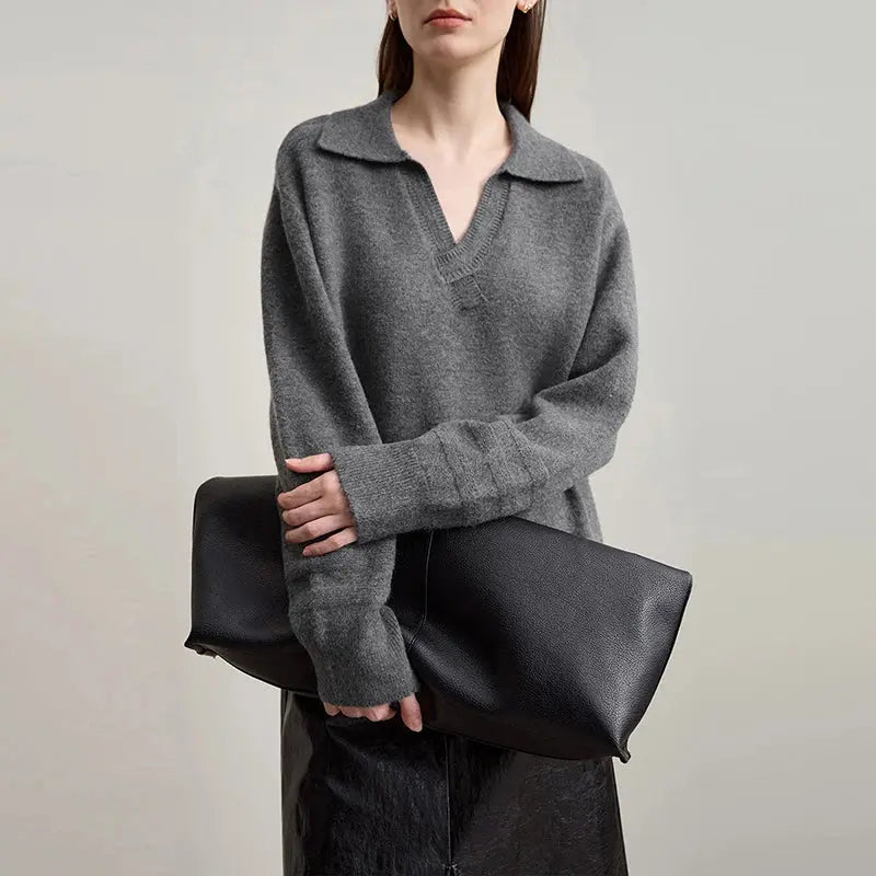 Chic Minimalist V-Neck Pullover Sweater