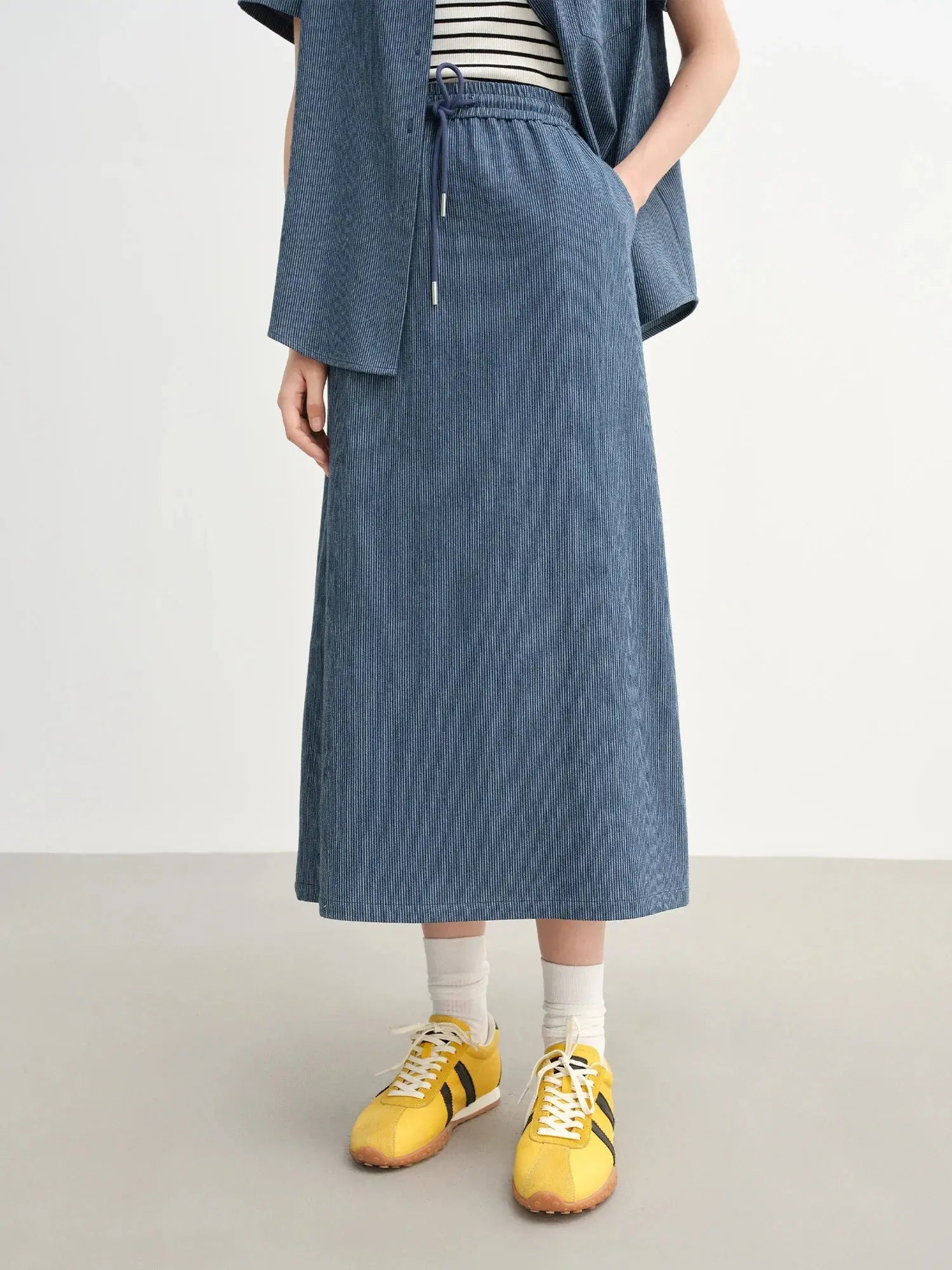 Women's Striped T-shirt and Skirt Set for Summer