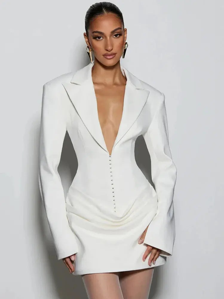 High-Waist Long Sleeve Mini Dress