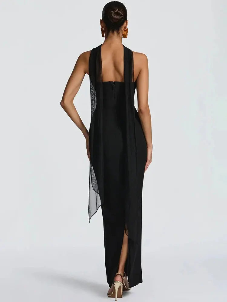 Halter Off-Shoulder Backless Bodycon Gown