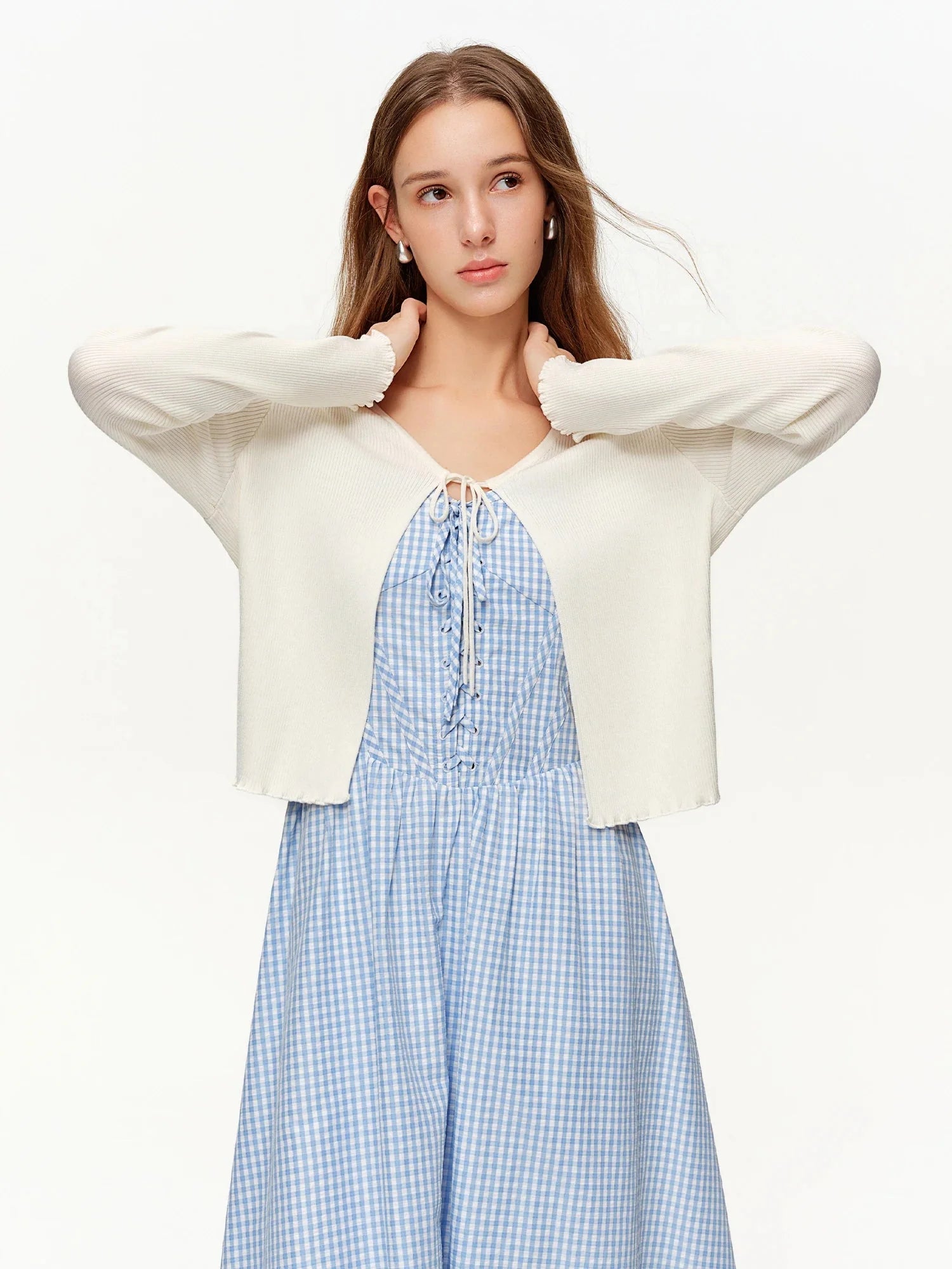Spring Women's Sweater Tie-Waist Tencel Knit