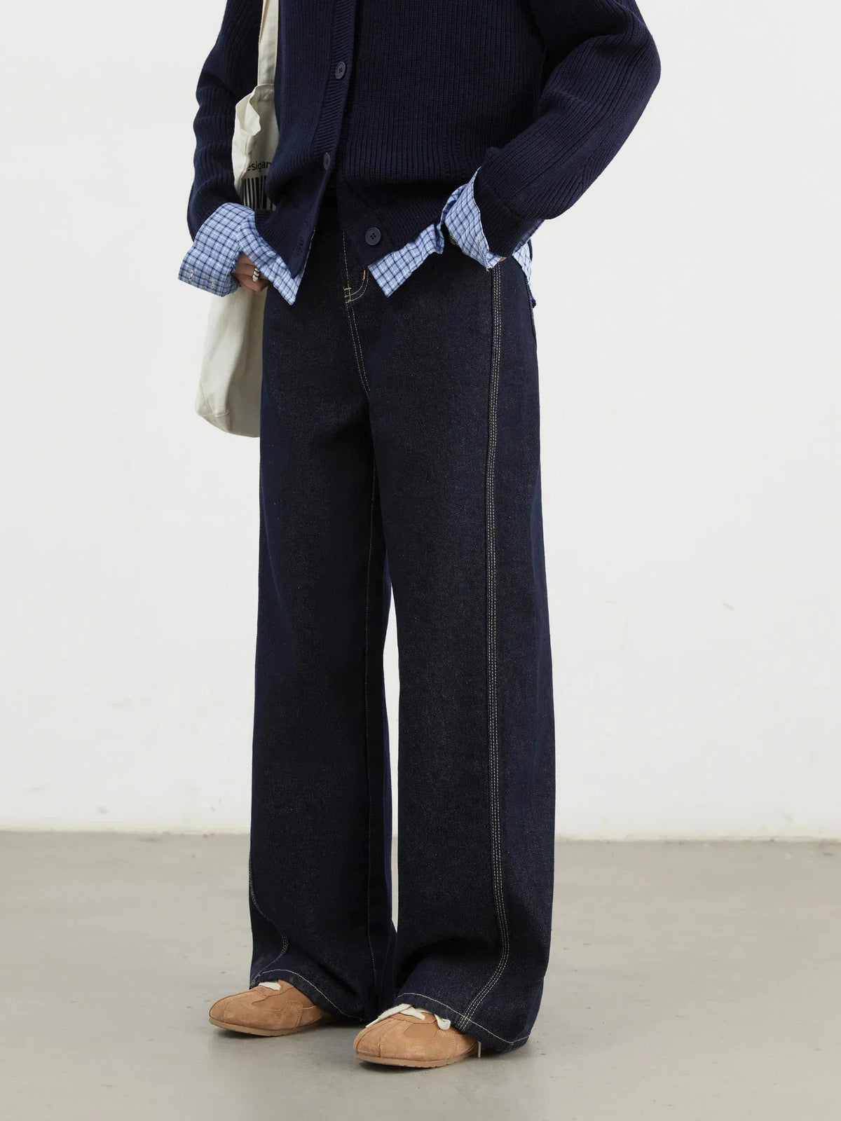 High-Waisted Wide Leg Jeans Loose Straight Denim