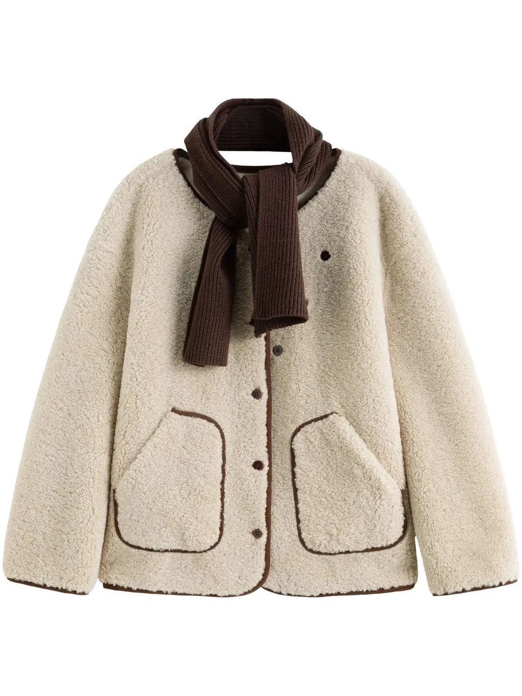Chic Faux Fur Winter Coat with Coordinating Scarf