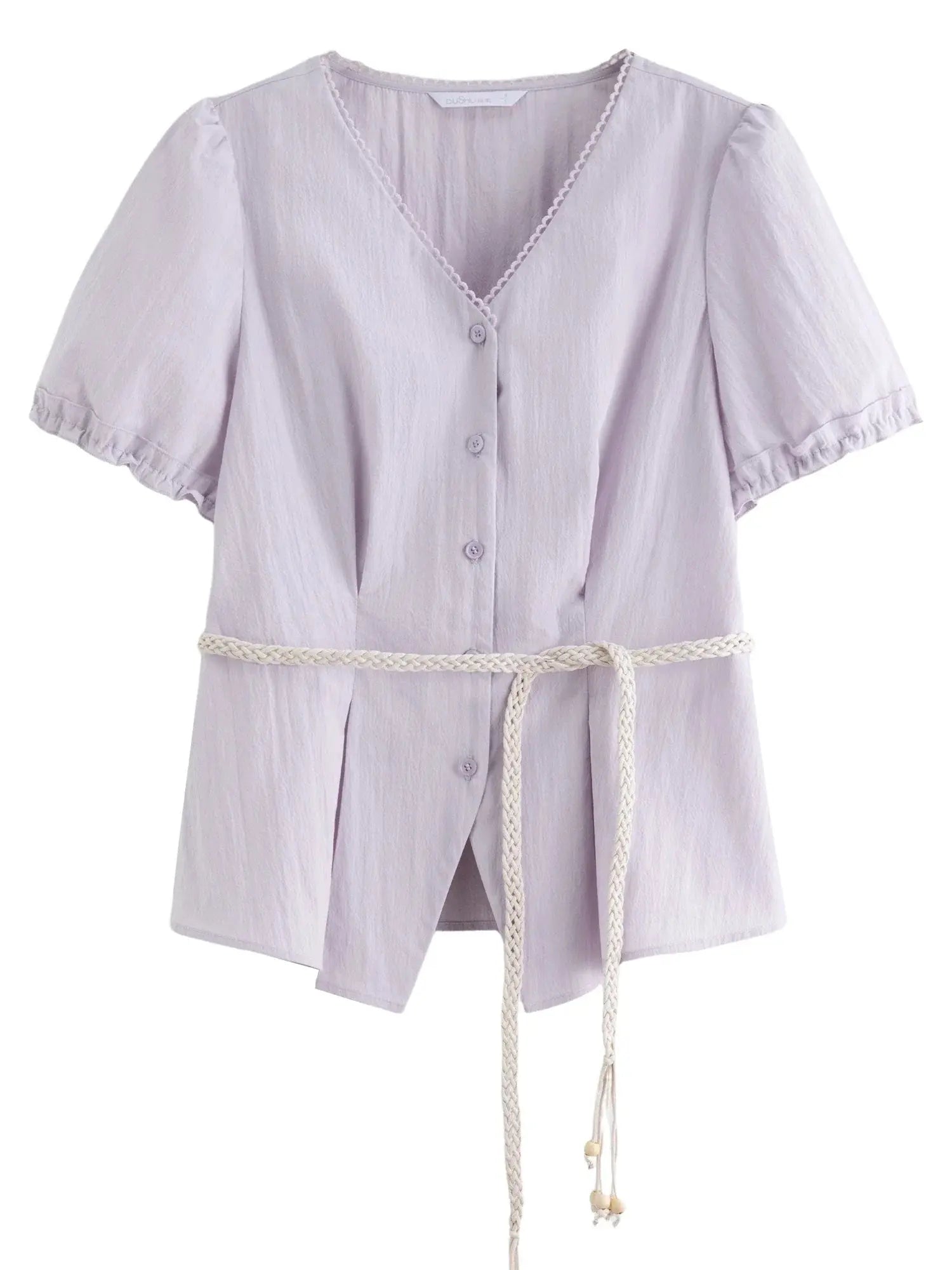 Summer V-Neck Top with Textured Pleats